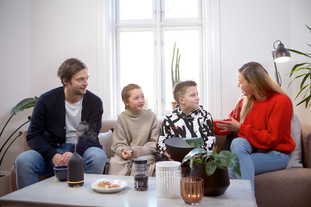 family discussing finances