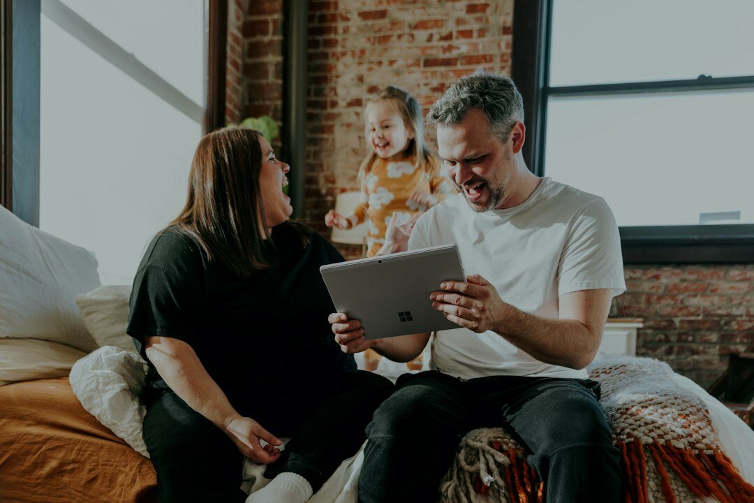 family discussing finances at home